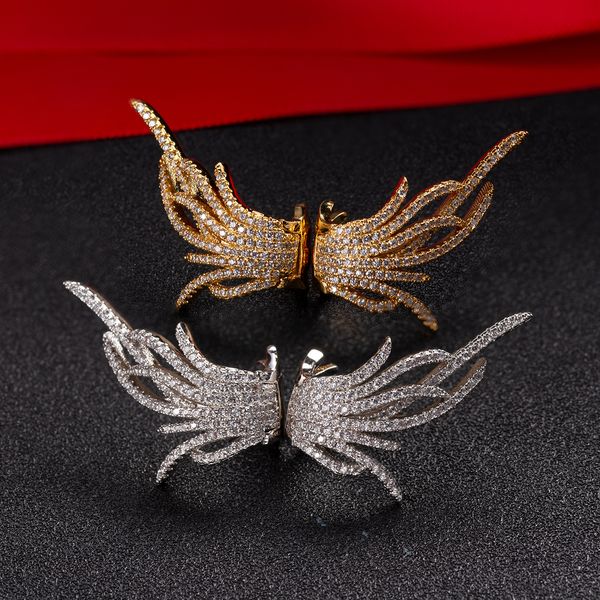 

korean fashion super immortal feather earrings creative curve design wing earbuckle temperament network celebrity hipster earrings, Silver