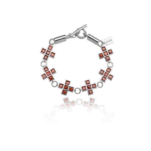 Design original europeu e americano cadeia luz luxo zircão cruz pulseira nicho moda textura de alta qualidade vermelho jóias jóias