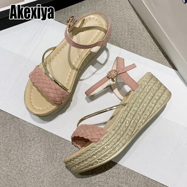

women sandals suede wedges shoes women platform sandals female 5cm high heels summer o034, Black