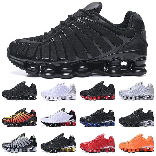 

shox tl men running shoes trainer spors sneakers triple black white silver sunrise outdoor athletic des chaussures size 40-46, White;red