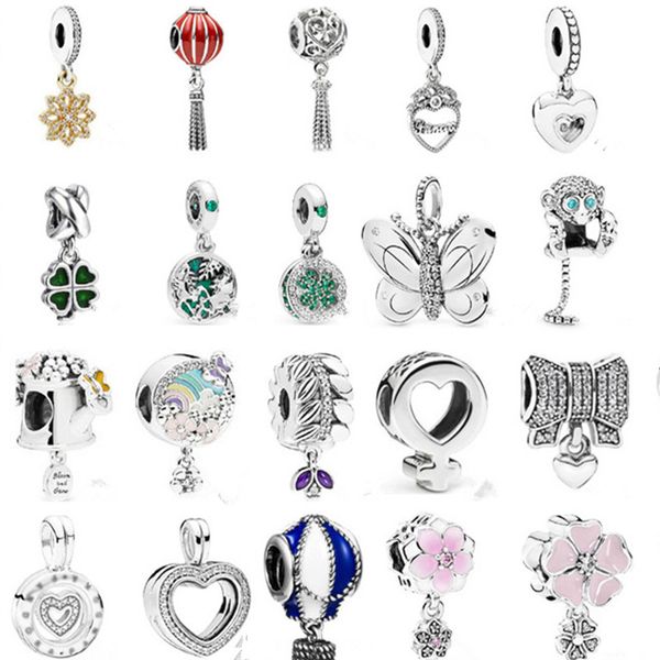 925 Sterling Silber Charm Heißluftballon Magnolie Vierblättriges Kleeblatt für Pandora-Armbänder Damenmode Luxusschmuck Geschenk