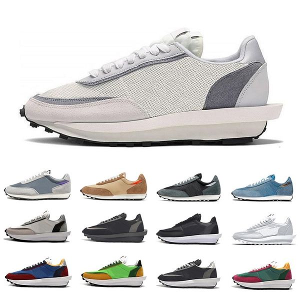 

ldv waffle daybreak trainers mens running shoes nyc pigeon black nylon varsity blue pine gusto women men sports sneakers chaussures zapatos, White;red