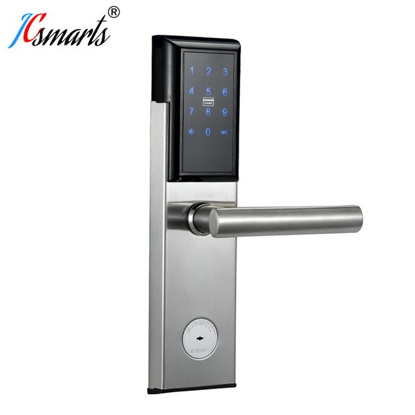 

digital electronic smart lock home intelligent keypad password door lock on wooden door