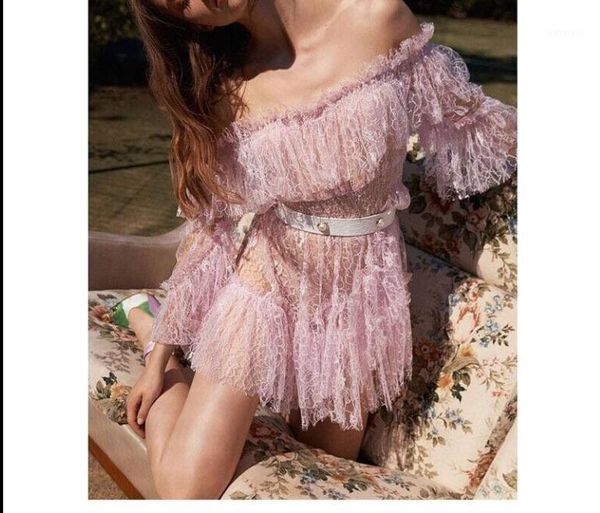 

celebrity off the shoulder mini lace dress elegant night club evening party slash neck summer dresses1, Black;gray