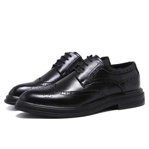 

men's oxford classic wingtip brogue formal dress shoes for mens anti-odor flat oxfords derby shoes gentlemen gift size 6, Black