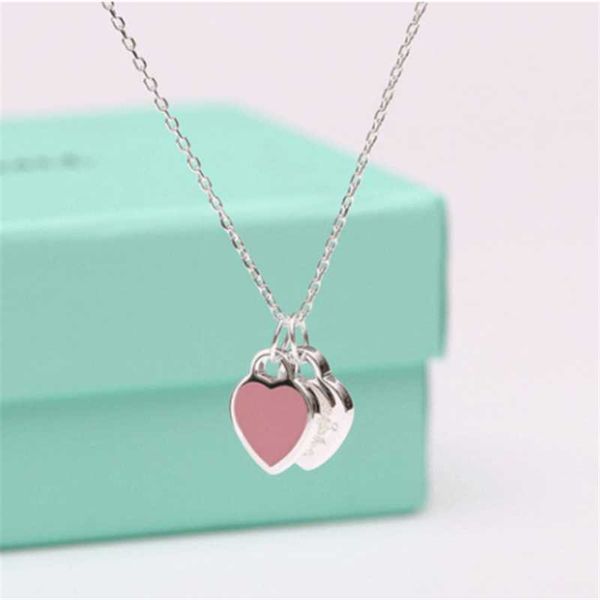 

new arrival love double pink blue heart enamel ladie stainless steel necklace drift bottles jewelry gift for women, Silver