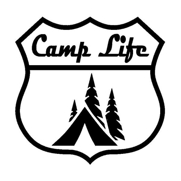 

14x14cm camp life roadsign camping hiker outdoor originality vinyl decal black/silver car sticker car-styling s8-0876