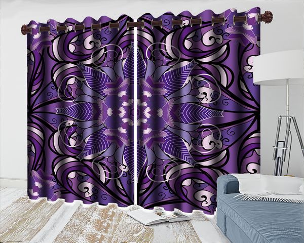 

noble and elegant purple curtain beautiful cartoon curtains hd digital printing interior decoration practical 3d blackout curtains