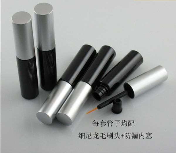 

8ml empty eyelash growth fluid bottle matte silver lid tools, shiny black eyeliner liquid refillable tube, cosmetic containers