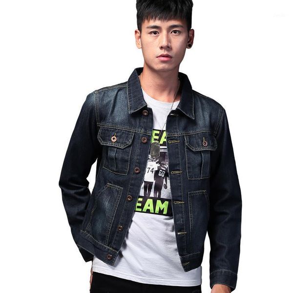 

pockets men denim jacket blue mens jackets and coats slim men overcoat1, Black;brown