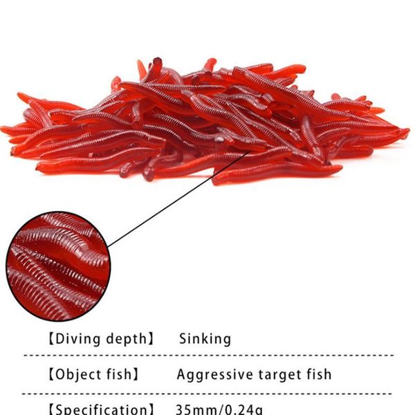 

50pcs/lot classic fishing simulation earthworm artificial red worms fishing lure lifelike fishy smell lures soft bai qylzrl