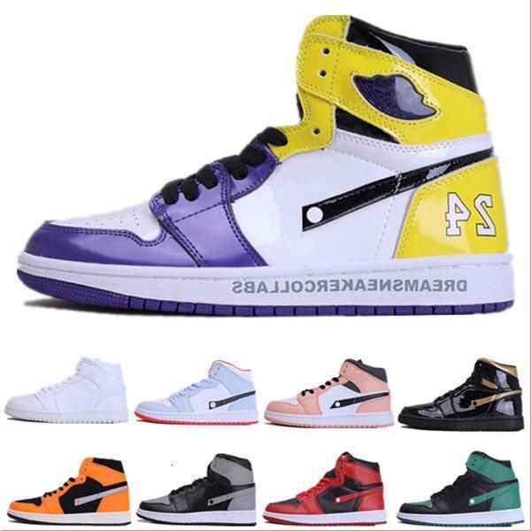 

jumpman 2020 новый 1 high og 1s баскетбол обувь мужская обувь кроссовки королевский синий чикаго красный женщин тренеры черный белый спорт к, Black