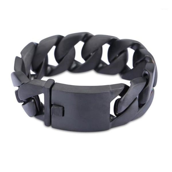 

8.66'' 24mm heavy black stainelss steel huge solid biker cuban curb link chain bracelet jewelry men's holiday gifts for fathe