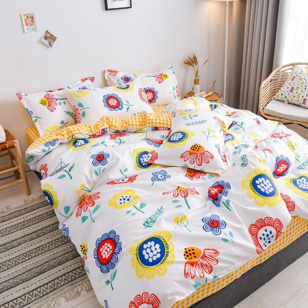 

modern style bedding sets polyester king  full single family size bed linen set1