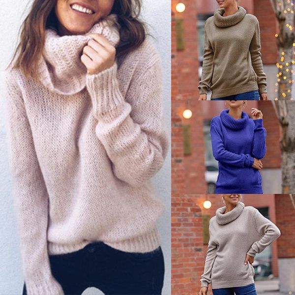 

knitted turtleneck sweater pullover solid long sleeves women chic autumn winter fashion casual warm soft, White;black