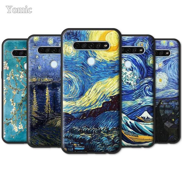 

для lg soft case k40s k41s k61 k50s g6 g7 g8 thinq k40 k51s q51 q70 q60 q61 черный телефон обложка картины starry night ван гог