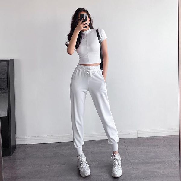 

summer loose hip hop pants women pants white casual jazz sports harem women beam foot streetwear sweatpants1, Black;white