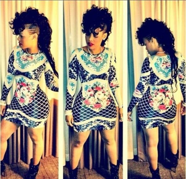 

kk star long sve queen two color printed nightclub skirt in 2021, White