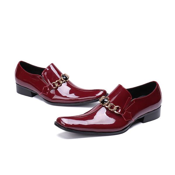 

wine red man fashion real leather wedding dress shoes 2020 autumn italy spring autumn male formal pointed toe shoes, Black