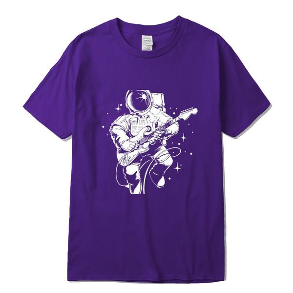 

xin yi men's casual 100cotton short sleeve t shirt funny astronaut plays guitar print mentshirt o neck t shirt men sqceyp