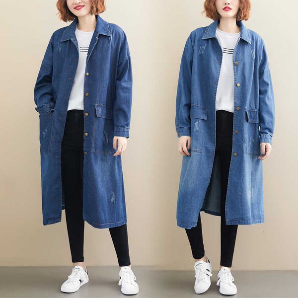 

oversized women's 2020 autumn winter fashion loose long coat vintage female windbreaker denim casual coats, Tan;black