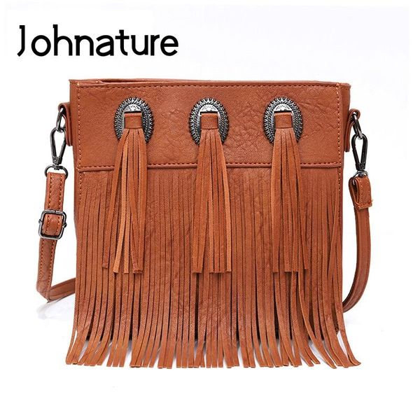 

johnature корейских женщин из мягкой кожи кисточкой сумка 2020 новая мода сумки на ремне роскошные дамы мешочки все матча crossbody