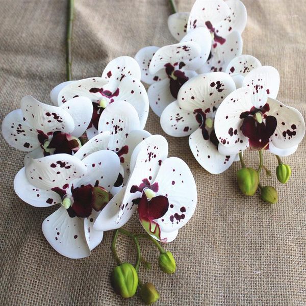 

6heads/branch real touch plastic artificial flowers orchid fake moth butterfly orchids for home table wedding decoration flores1