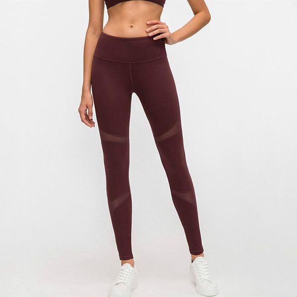 

yoga outfits twe butter soft naked-feel fabric fitness sport tights women squatproof patchwork mesh pants running gym leggings 20211, White;red