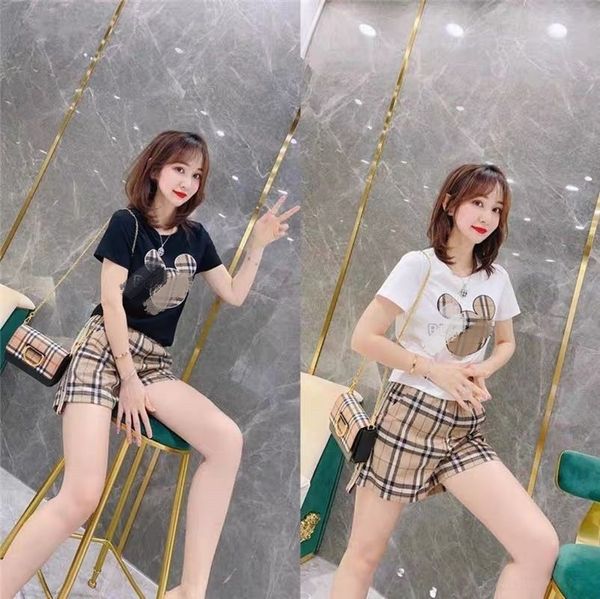 

ovebj плед костюм женский летний свободный короткий shortsthail 2020 новые может плед рукав женщин летнего свободные короткий рукав шорты 20, Gray