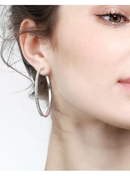 

hoop & huggie jujie fashion crystal earrings for women 2021 korean circle gold clip jewelry wholesale/drop, Golden;silver