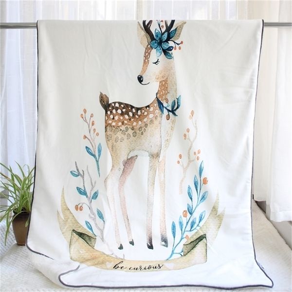 

hand painted animals winter soft minky flannel thermal baby blanket 2 layers sherpa newborn swaddle toddler quilt kids cover y201009