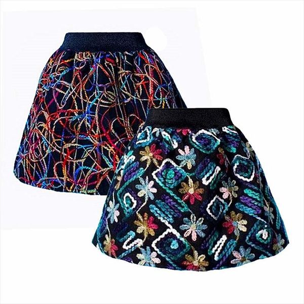 

2021 new spring summer skirt saia womens tutu midi skirts lady elastic waist knitting crochet embroidery puff skirts womens, Black