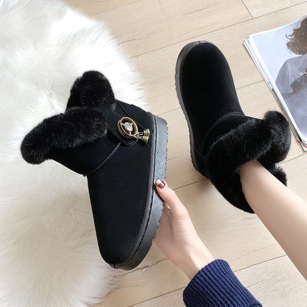 

2021 new fashion snow fur for women winter shoes mujer boots n9it, Black