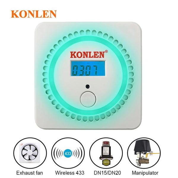 

digital lcd natural lpg gas leakage detector methane ch4 leak alarm safety sensor with solenoid valve shut off wireless 433mhz