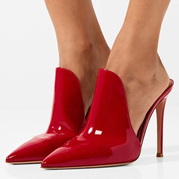 

2021 new high leather heels to women's as party black shoes sandals slippers i7hp