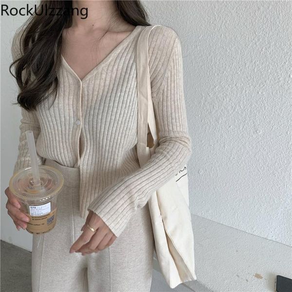 

v-neck long sleeve solid knit slim crop short t-shirt fall t shirt button outfit knitted autumn korean fashion cropped, White