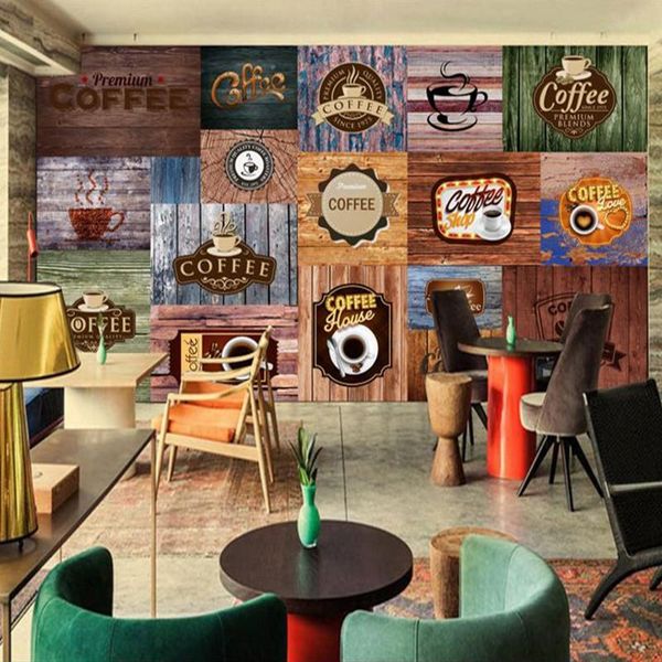 

wallpapers dropship custom mural retro design coffee cafe background decoration wallpaper murals hight quality