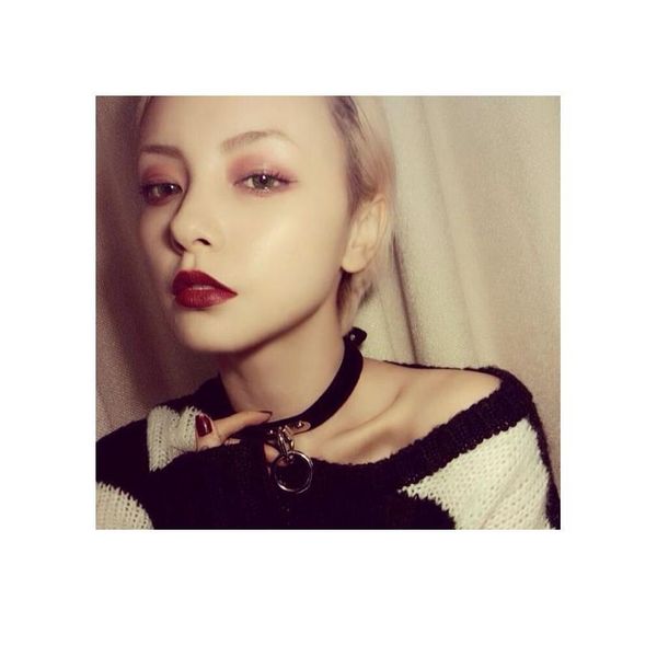 

2019 vintage bijoux women men jewelry cool punk goth rivet choker necklace leather collares round metal pendant anime n qylqhi, White