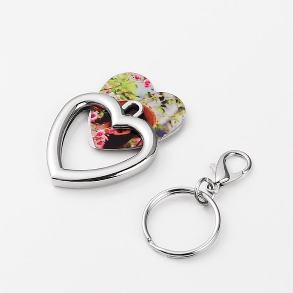 

heart shape keychains sublimation blank diy printing metal pendants key buckle p frame keys ring fashion valentines gifts 2 8mo n2