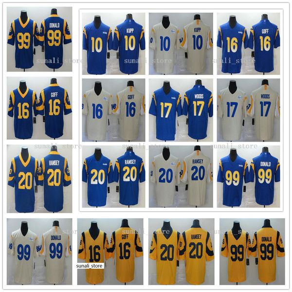 

сшитые 2021 мужчины 99 аарон дональд 20 джален рэмси 17 роберт вудс 10 купер купп 16 джаред гофф джерси пользовательские футболки, Black;red