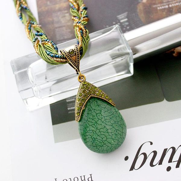 

pendant necklaces f&u vintage necklace jewelry fashion retro bohemia style multilayer beads chain crystal waterdrop, Silver
