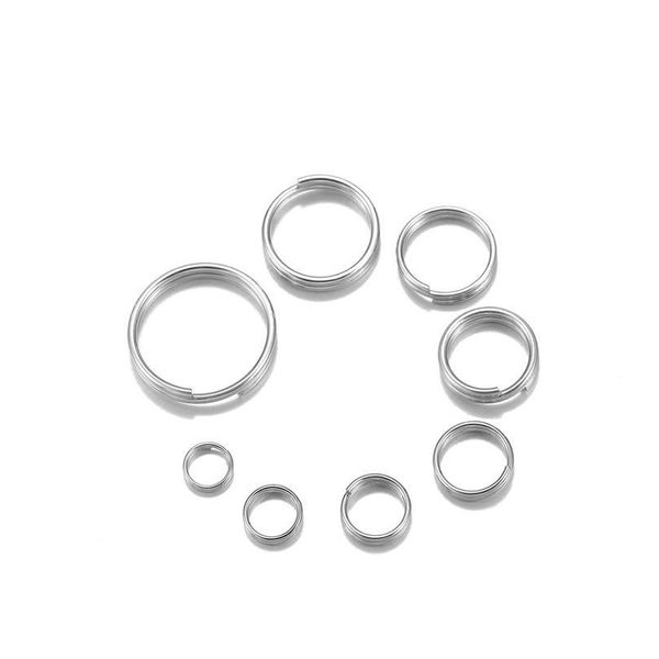 

100pcs/lots 5-15mm stainless steel open double loops split jump rings keychain link circle diy keyring connectors acc jllpvo, Silver