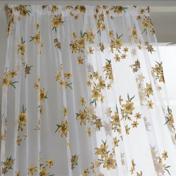 

curtain & drapes yellow floral voile sheer curtains semi for living room bedroom kitchen printed flower window tulle