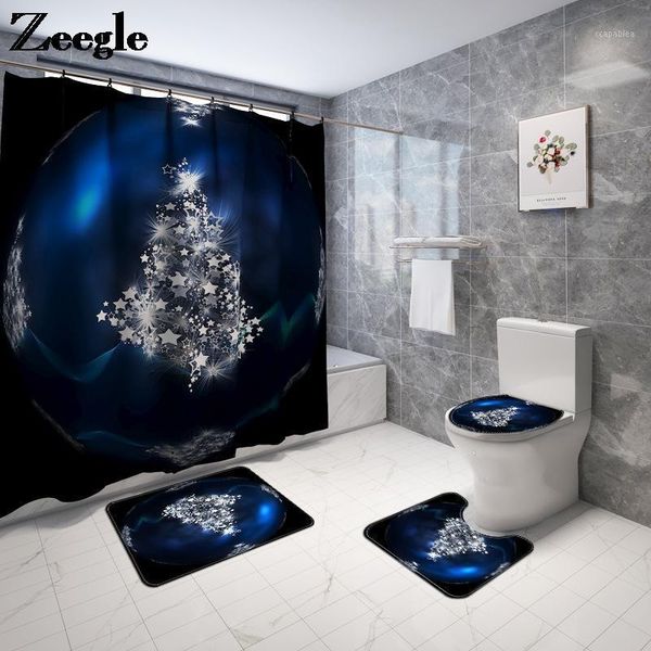

europe style bath mat and shower curtain set christmas toilet seat cover mat bathroom floor printing foot1