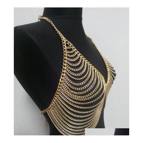 

women waist jewelry mesh body chain bra crystal v body chain higu4, Silver