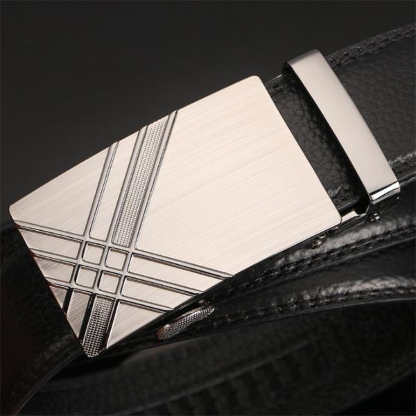

ckmn] men's genuine leather trouser belt luxury male leather strap belts for men belt automatic buckle black belts, Black;brown