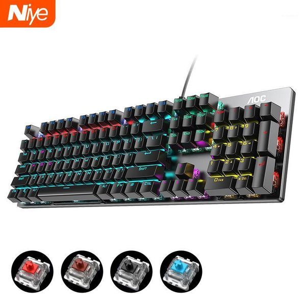 

keyboard mouse combos mechanical wired pc gamer gaming kit black brown blue switch rainbow rgb backlight computer backlit game1