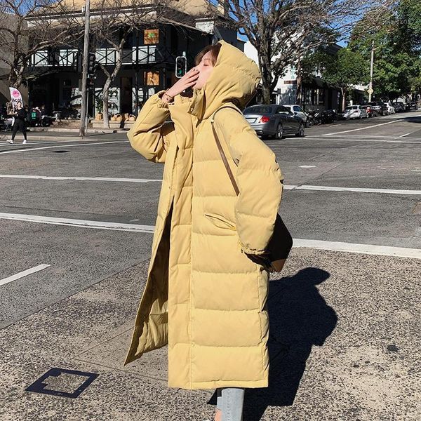 

fashion winter woman jacket parkas casual loose down cotton coat female mujer chaqueta padded warm hooded long winter outwears1, Black
