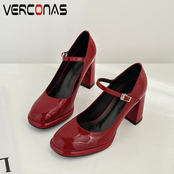 

verconas 2020 fashion office pumps woman sandals woman pumps classic design casual shoes square toe thin high heeled shoes, Black