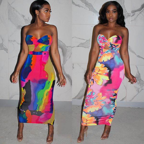 

womens designer luxury print dress summer strapless long pencil party dress fashion casual female clothing, Black;gray